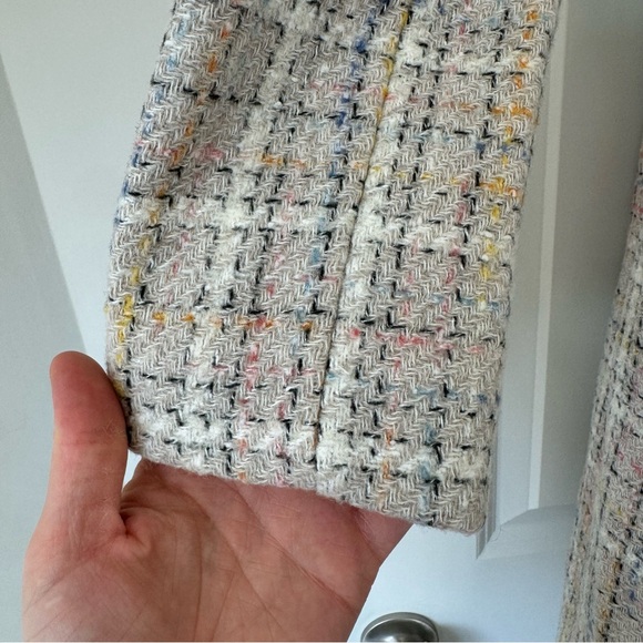 Karl Lagerfeld Cream Plaid Pea Coat - Picture 8 of 16